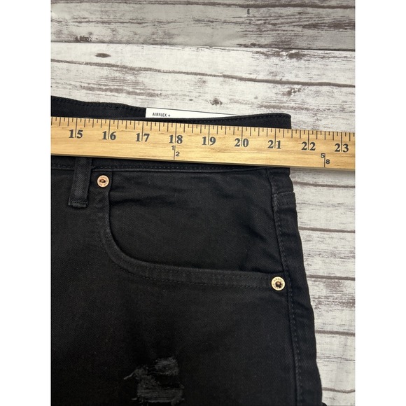 American Eagle Athletic Skinny Jeans Mens 42x32  Airflex+ Destroyed Black Denim - Picture 6 of 11